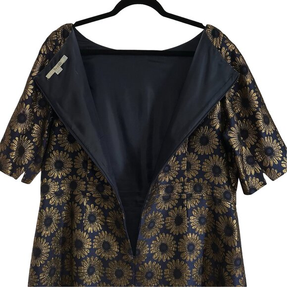 Boden Navy and Gold Floral Midi Dress - Picture 7 of 8